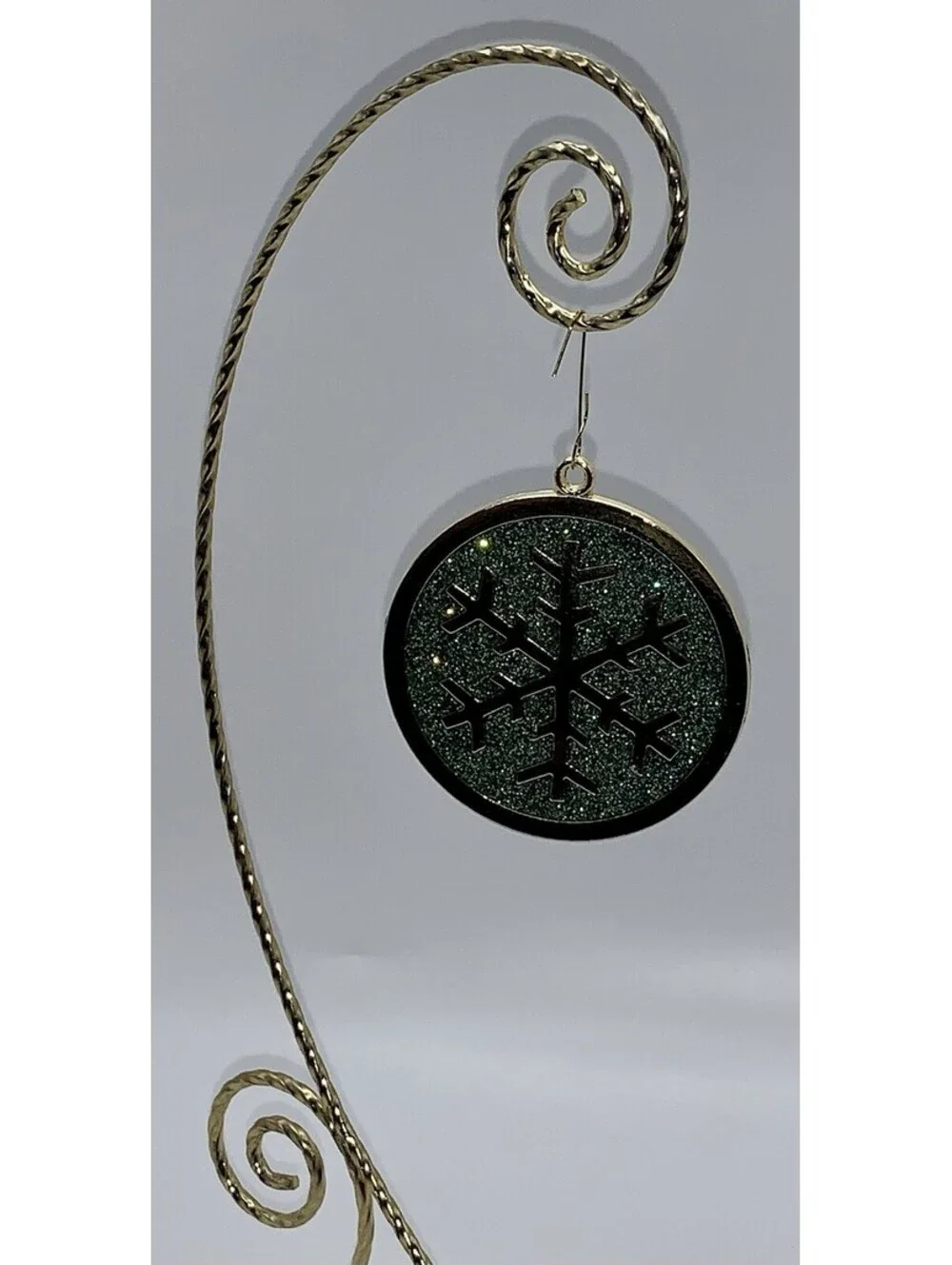 Vtg Gloria Duchin 2001 Brass Snowflake Ornament Green Sparkle Enamel Holiday